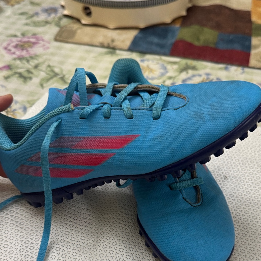 Blue Athletic Shoes with Pink Details